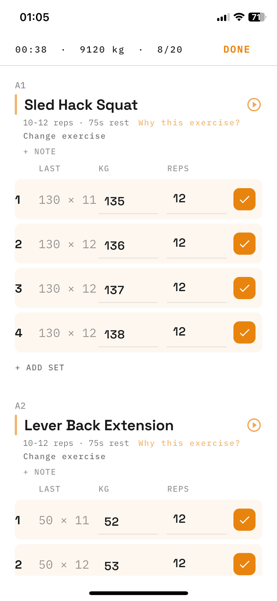 Logging sets during a session